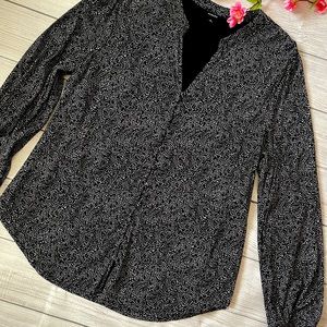 Alfani Split Neck Button Down long Sleeve Blouse